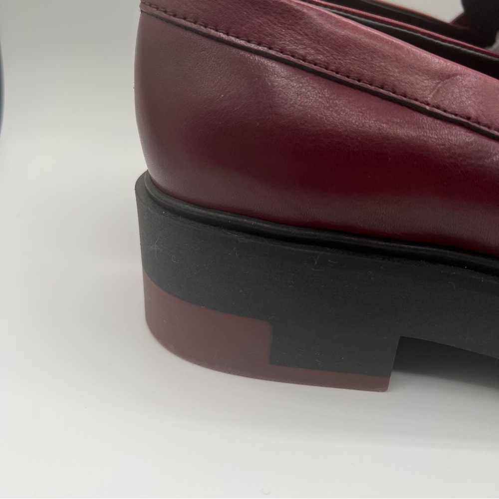 Tommy Hilfiger Unisex Burgundy Lab Leather Slip-On Lug Sole Casual Loafers SZ 10 - Picture 5 of 16